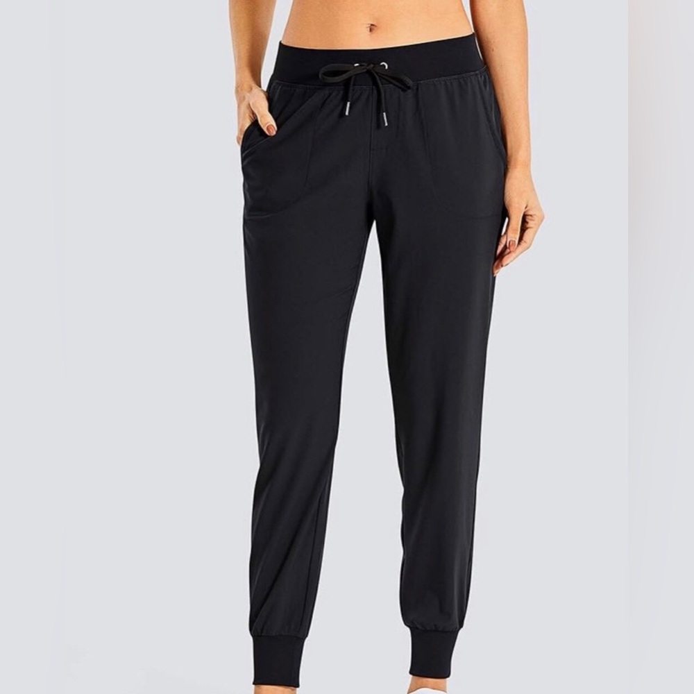 CRZ YOGA Women's Black Drawstring Track Joggers